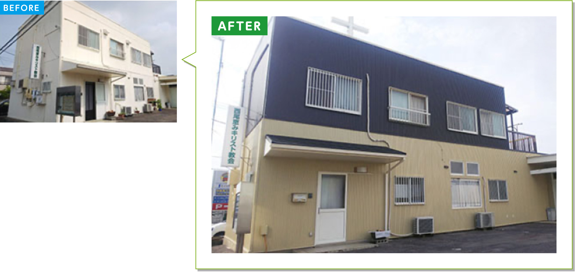 戸建住宅の外壁施工事例05：窯業系サイディングの外壁をガルバリウムカバー工法に